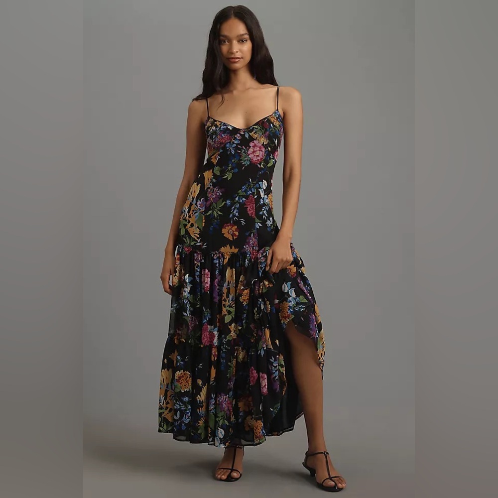 By Anthropologie Sleeveless V-Neck Pleated Maxi Dress XS